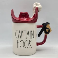 ⭐️ Rae Dunn Disney Captain Hook w/ Hat Shaped Lid Ceramic Coffee Tea Cup Mug