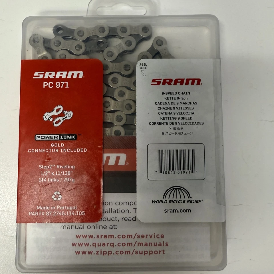 CADENA SRAM PC-971 9 VELOCIDADES PLATA/GRIS CON POWERLINK NUEVA EN CAJA Foto 2 de 2