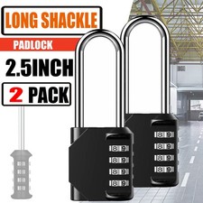 2X Long Shackle Padlock Outdoor Weatherproof Security 4-Digit Combination 2 PACK