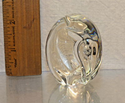 Signed STEUBEN Crystal Art Glass ELEPHANT Hand Cooler Vintage Figurine Abstract