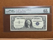 1957 A $1 dollar silver certificate PCGS 65 note fr.1620