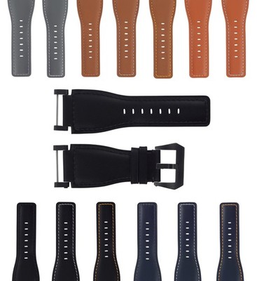 24MM GENUINE LEATHER WATCH BAND STRAP SMOOTH WITH BLACK ADAPTER FOR SUUNTO CORE