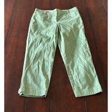 Talbots Size 4 Perfect Crop Pant Cotton Chino Olive Green