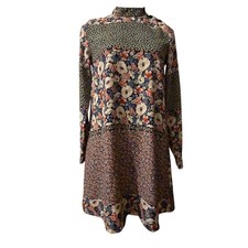 Zara Basic Collection Cottage Core XS Prairie Dress Midi Long Sleeve Peasant