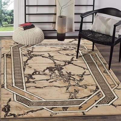 GLORY RUGS Area Rug Modern 8x10 Brown Beige Black Cream Soft