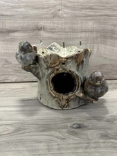 Ceramic Bird Feeder With Water Bowl On Top Bird Motif Perches Ship Vintage