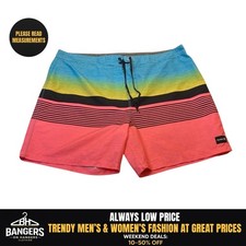 Hurley Board Shorts Men Size 40 Colorful Striped Pocket Drawstring 9719