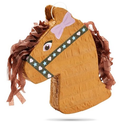 BLUE PANDA Horse Pinata - Small 12 x 16 x 3 in Brown & Pink Paper - Farm & We...
