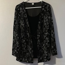 Studio 1940 Black Jacket with Silver Accents and Sewn in Top Size 18/20 W