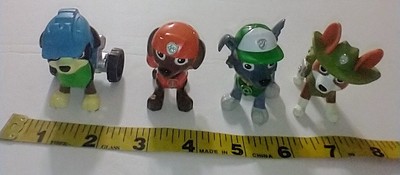 Lot Of 4 Paw Patrol Figurines 2.5'' Rex, Zuma, Rocky, Tracker