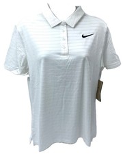 70 Nike Women's Victory Dri Fit Striped Golf Polo-FQ1827100- White- Medium-New
