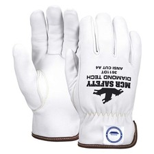 MCR SAFETY 3611DTL Leather Gloves,White,L,PR 491R50