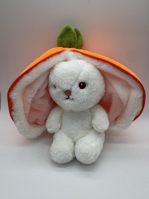 Reversible 8'' Carrot Fluffy Bunny Rabbit  Stuffed  Animal Plush