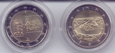 BRD - 2x2 Euro - 2025A - Saarland + 35 Jahre Deutsche Einheit - bfr in Kapsel - Bild 1 von 2