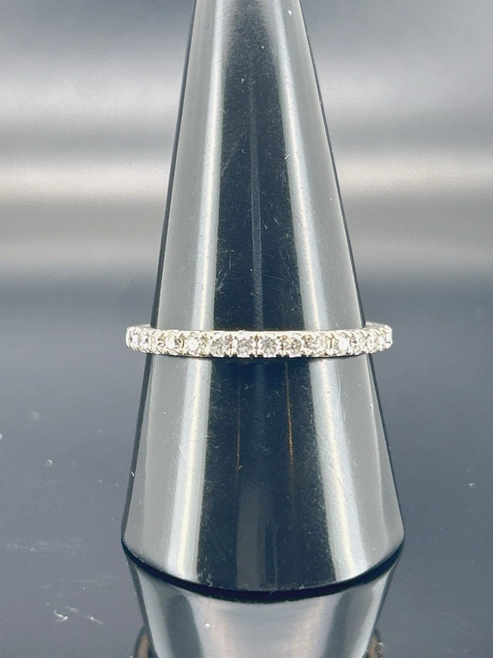 14K White Gold Diamond Eternity Band: Sparkling Full-Cut Stone Stackable Ring - Image 2 of 4