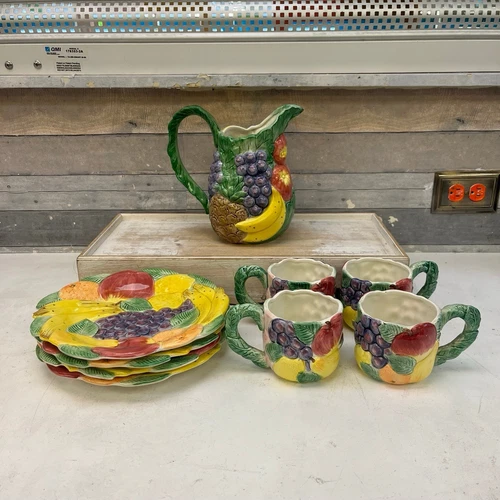 Fitz And Floyd Calypso Fruit Majolica Dinnerware, Service For 4 - Vintage 1988