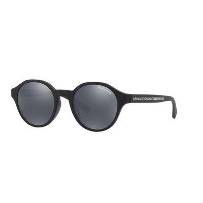 Armani Exchange Men's Round 51mm Mirrored Sunglasses Matte Black AX4114SF-80786G
