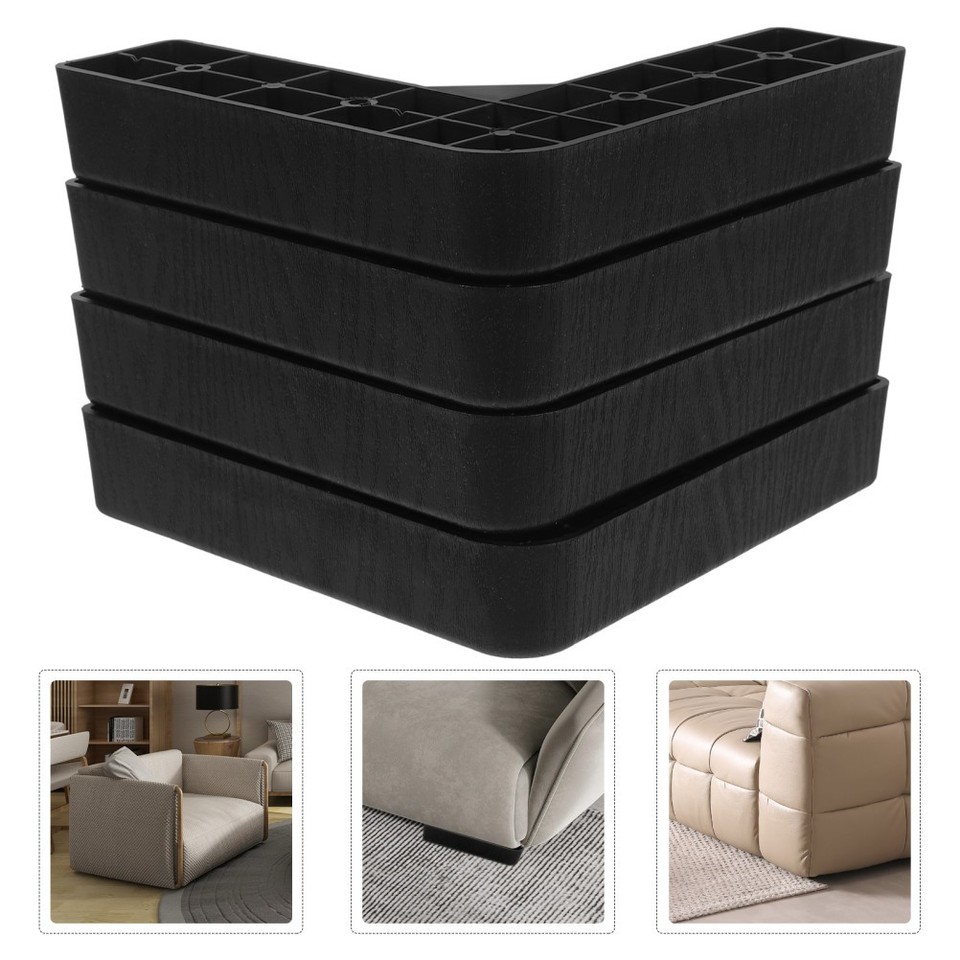 Reusable Plastic Furniture Risers for Beds Sofa and Desk Legs Black Set ...