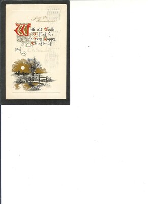CHRISTMAS VINTAGE PC ''A Very Happy'' 12-20-1911 Fall River, MA.  Stream & Bridge