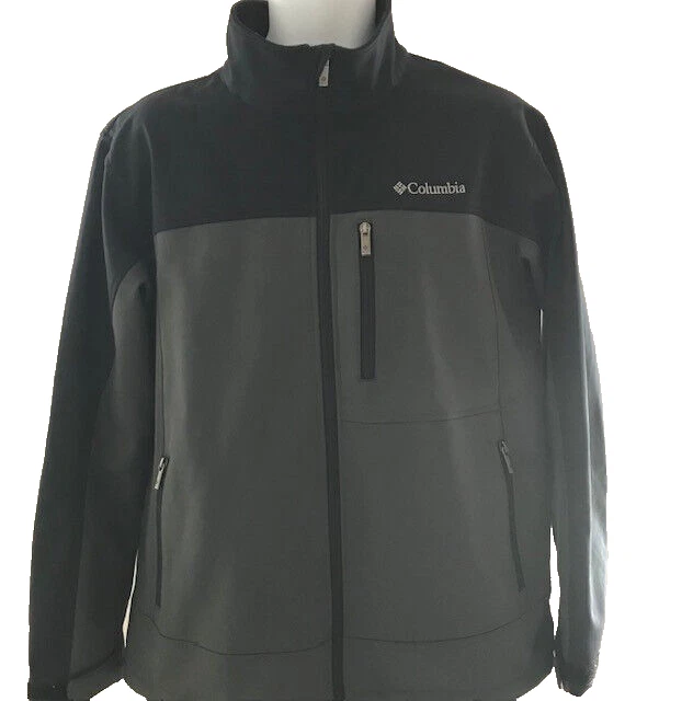 Columbia Men's Soffshell Full Zip Jacket Green Black Size L Zippered Pockets