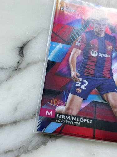 2023-24 Topps Finest UEFA UCL Fermin Lopez #67 RC Rookie Red Refractor 10/10=1/1 - Bild 3 von 3