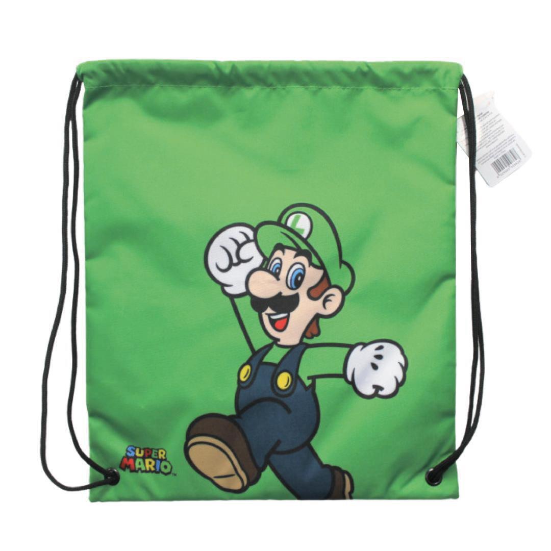 Backpack Gymsac NINTENDO SUPER MARIO ""LUIGI"" Green NEW 35x40cm Cordon Bagpack - Image 2