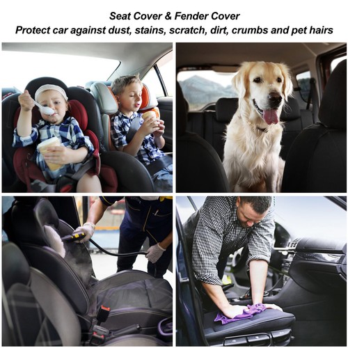 9PCS Black Front Rear Car SUV Seat Covers Full Set Universal Dog Pet Protector - Picture 4 of 14