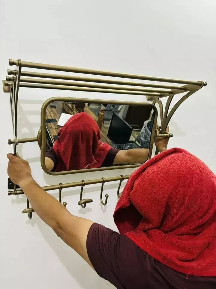 32 inch Vintage Wall Mount Train Rack Luggage Wall Rack Mirror