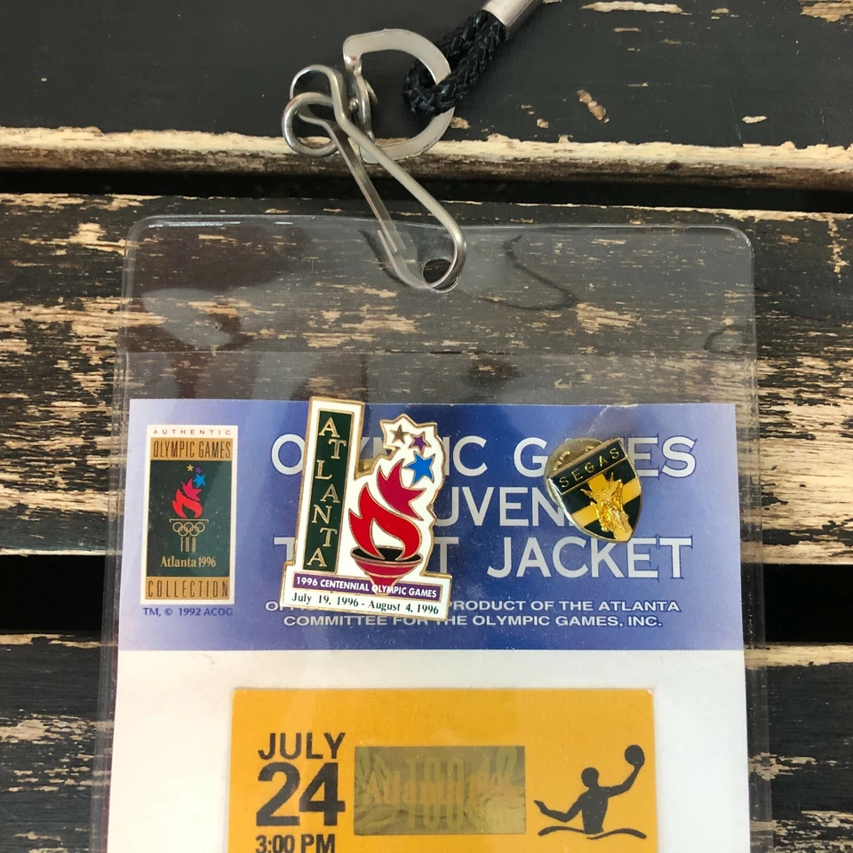 Prendedores de polo acuático de boleto de los Juegos Olímpicos de Atlanta Georgia 1996 recuerdos deportivos de colección Foto 2 de 4