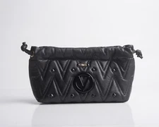 Mario Valentino Crossbody Bag Abigail Sauvage Rockstud Leather Chevron Black