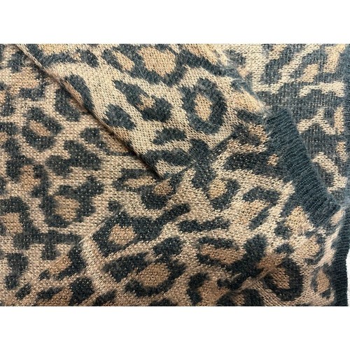 Maglione donna St John's Bay nero e marrone stampa leopardata manica lunga taglia M - Foto 5 di 11