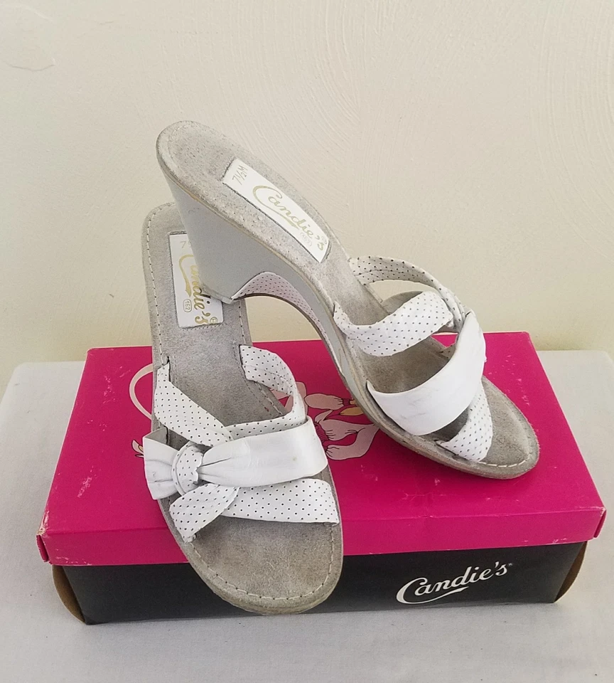 Винтажные конфеты туфли сандалии белый "чудо помадка" размер 7 1/2 M Бразилия - Изображение 2 из 4