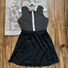 MINE urban outfitters collared sleeveless dress w/ cutout back black & cream M