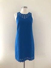 New J Crew  Laser Cut Floral Dress e9811 Cerulean Blue Gorgeous Sheath Dress 0