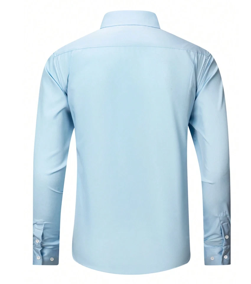 Camisas de Hombre Ropa de Vestir de Moda Elegantes Formales Para Caballeros Azul Foto 2 de 4