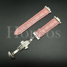 Pink Genuine Leather Alligator Watch Strap Fits for Tissot PRX Clasp+Adapter US