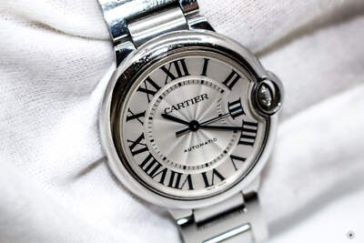 USED Cartier Ballon Blue DE 36MM Automatic Movement Silver Stainless Steel Watch