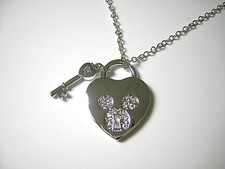 Disney Arribas Bros Jewelry Swarovski Crystal Mickey Mouse Key to Heart Necklace