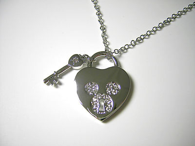 Disney Arribas Bros Jewelry Swarovski Crystal Mickey Mouse Key to Heart  Necklace
