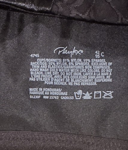 NWT Playtex 18 Hour Bra 42C Wirefree Ultimate Lift True Support Style 4745 Black - Picture 5 of 5