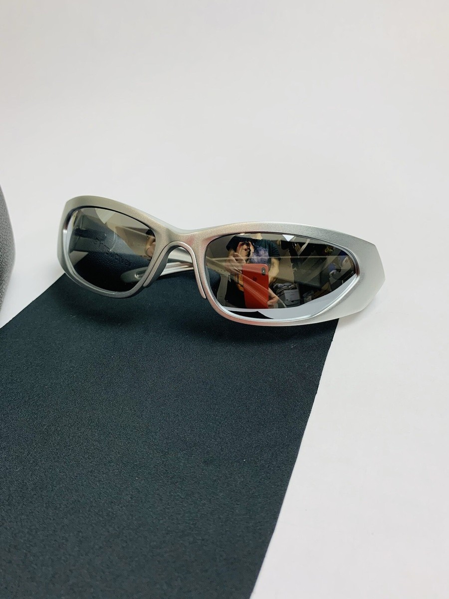 BALENCIAGA SUNGLASSES RUNWAY SPORT GLASSES SILVER CHROME