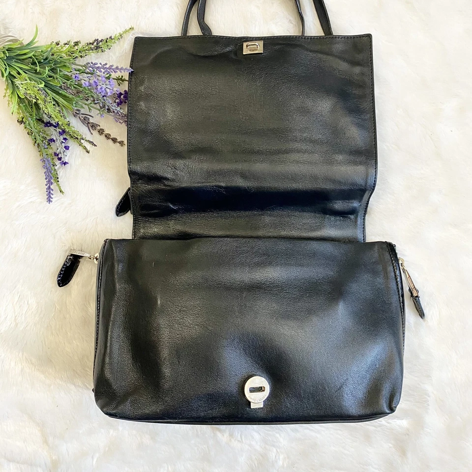 Marc Jacobs черная кожа и патент клапан спереди сумка наплечная сумка современный - Изображение 3 из 4