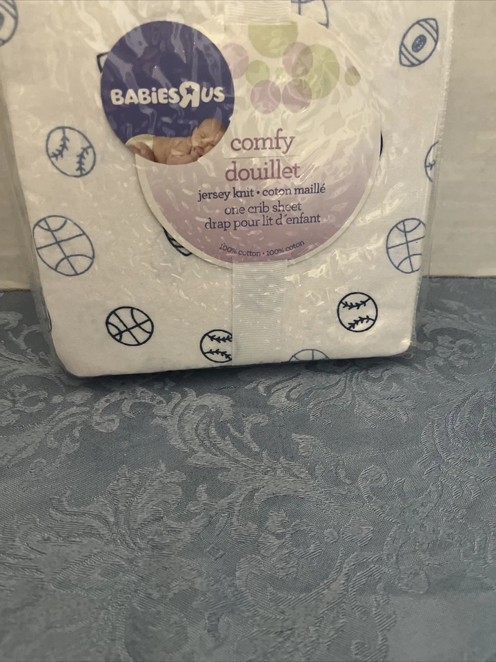 Nuevo BabiesRus Babies R US Cómodo Jersey Tejido 100% Algodón Deportes Pelota Cuna Sábanas Foto 3 de 4