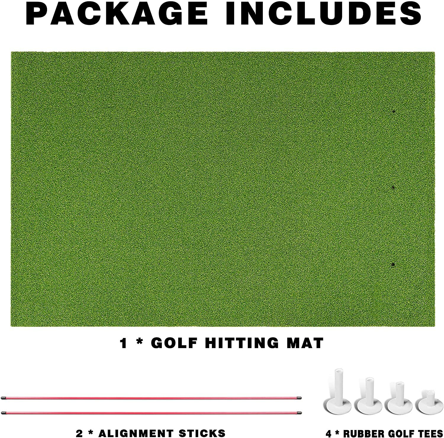 CHAMPKEY PRO Golf Hitting Mats Come with 2 Alignment Sticks and 4