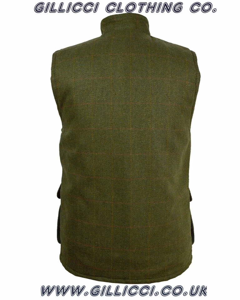 MENS GREEN BROWN DERBY COUNTRY TWEED FARMING SHOOTING WAISTCOAT GILET BODYWARMER - Image 2 of 3
