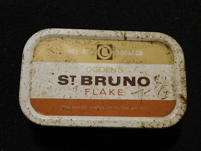 Vintage St Bruno Flake Tobacco Tin - Ogden's Pipe Tobacco - British - 2 Oz Empty