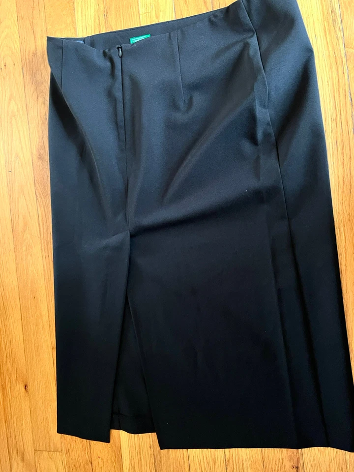 BENETTON Black BACK ZIPPER Business SKIRT WOMENS 42/12 - Image 2 of 4