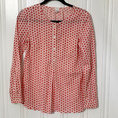 Crewcuts Blouse Womens 14 Red White Polka Dot Long Sleeve Top Popover