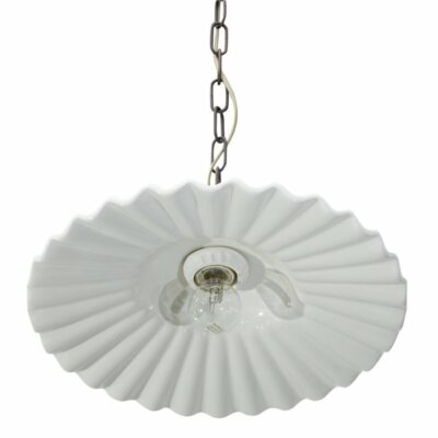Lustre Céramique Blanc Et Bleu Style Pays 38cm Avec Chaîne - Neuf