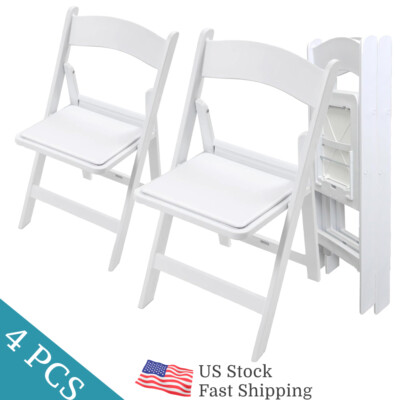 4pcs White Folding Chairs for Wedding Formal Events Stackable Chair with Seats